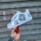 Hand Painted Gray Flower Custom Air Force 1 Sneakers