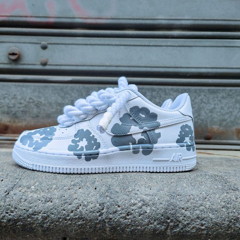 Hand Painted Gray Flower Custom Air Force 1 Sneakers