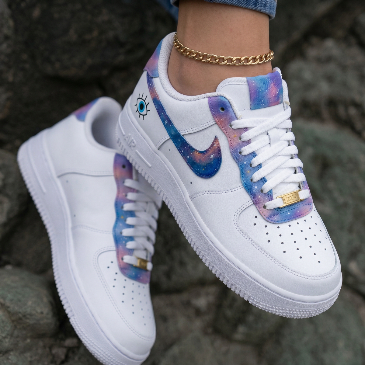 Galaxy Evil Eye Blue Purple Pink Custom Air Force 1