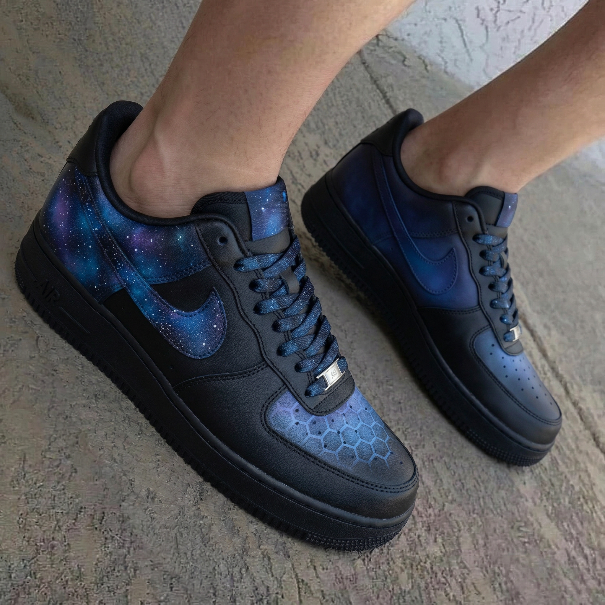 Galaxy Honeycomb Black Blue Purple Custom Air Force 1