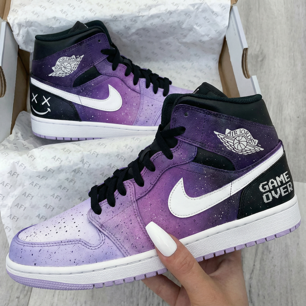 Galaxy Pattern Purple Black Custom Air Jordan 1