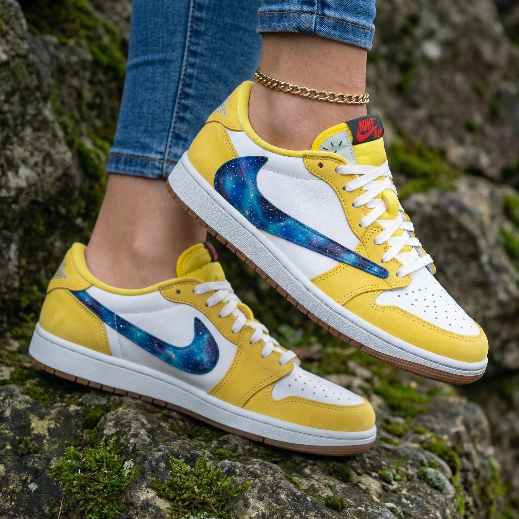 Galaxy Yellow White Travis Scott Custom Air Jordan 1