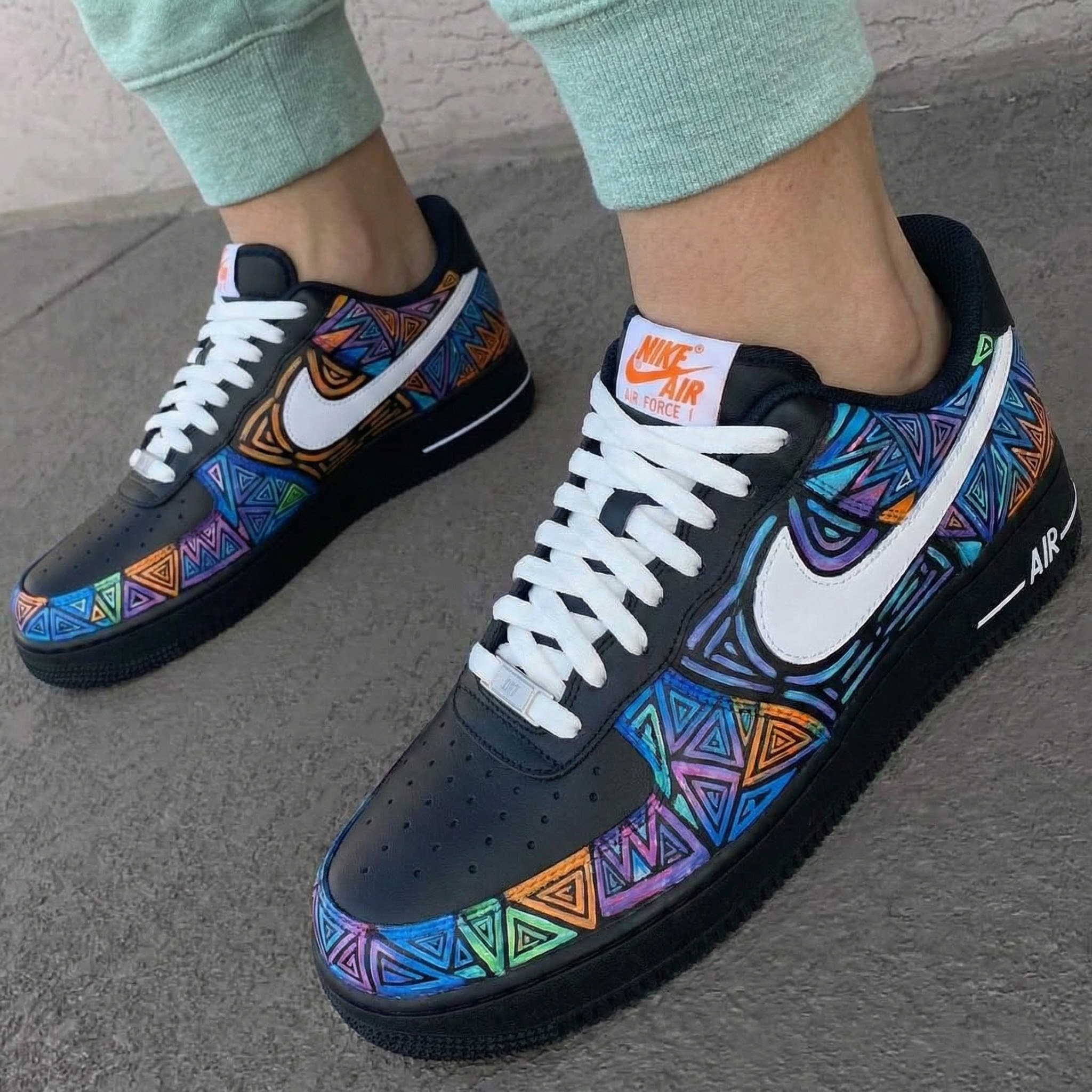 Geometric Pattern Black Custom Air Force 1