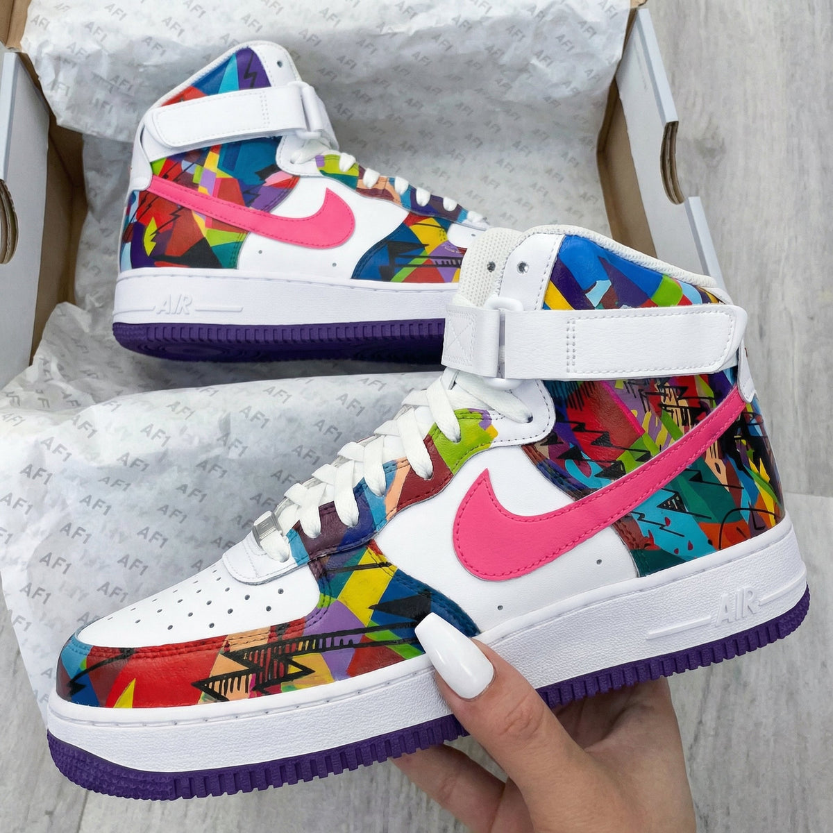Geometric Pattern Pink Purple Custom Air Force 1