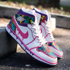 Geometric Pattern Pink Purple Custom Air Jordan 1