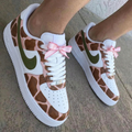 Giraffe Print Pink Bow Brown Baby Pink Green Custom Air Force 1