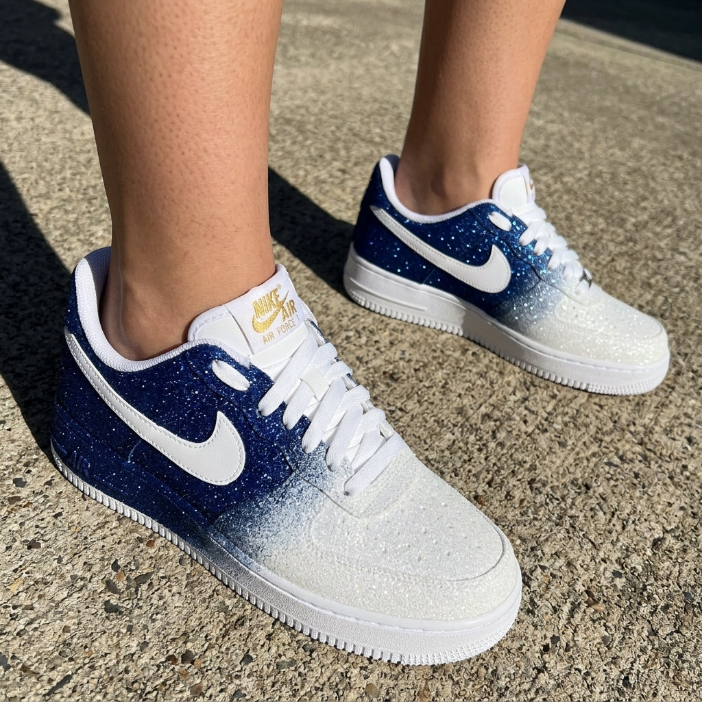 Glitter Gradient Blue White Custom Air Force 1