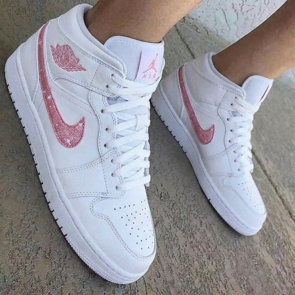 Glitter Stars White Baby Pink Custom Air Jordan 1