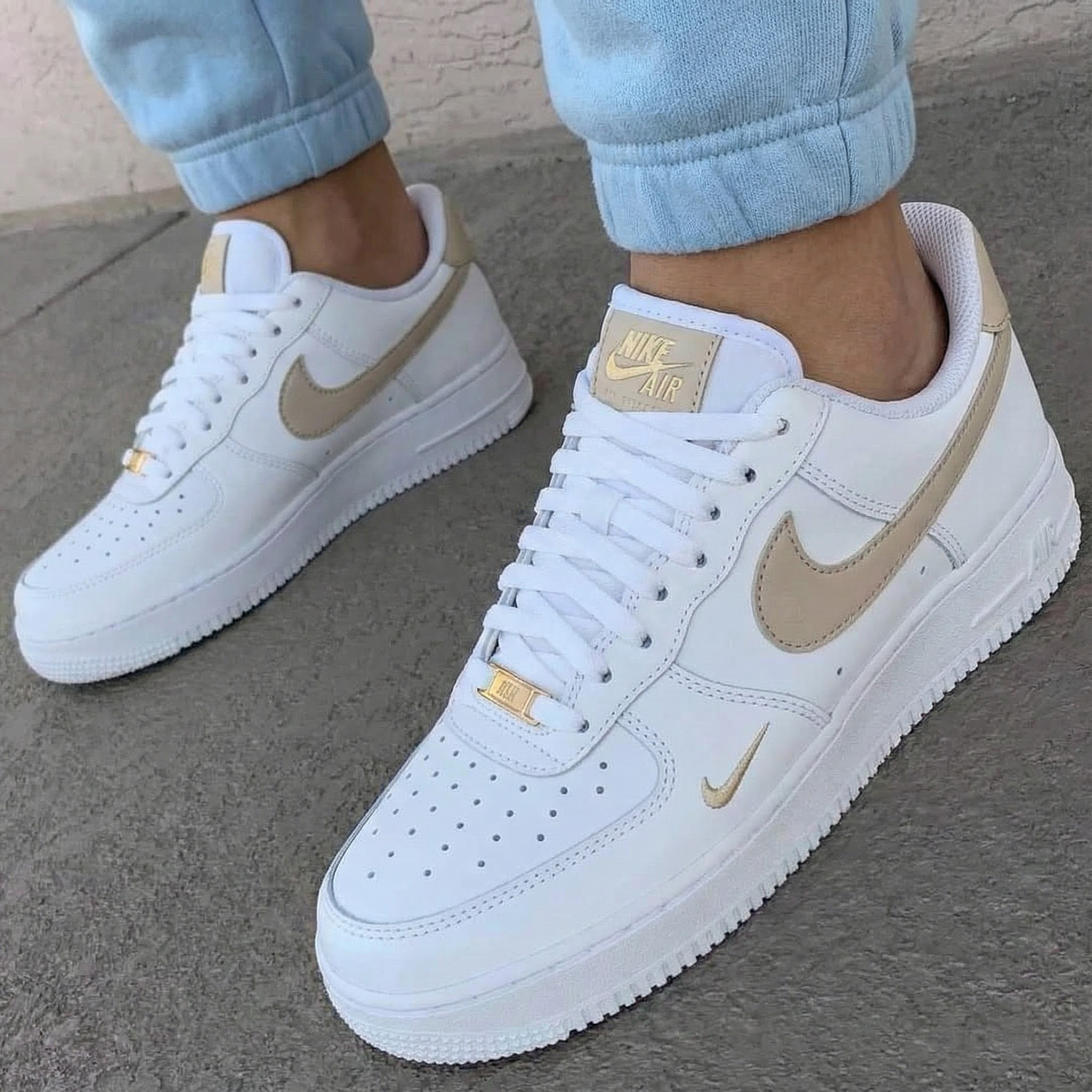 Gold Accented Beige Custom Air Force 1