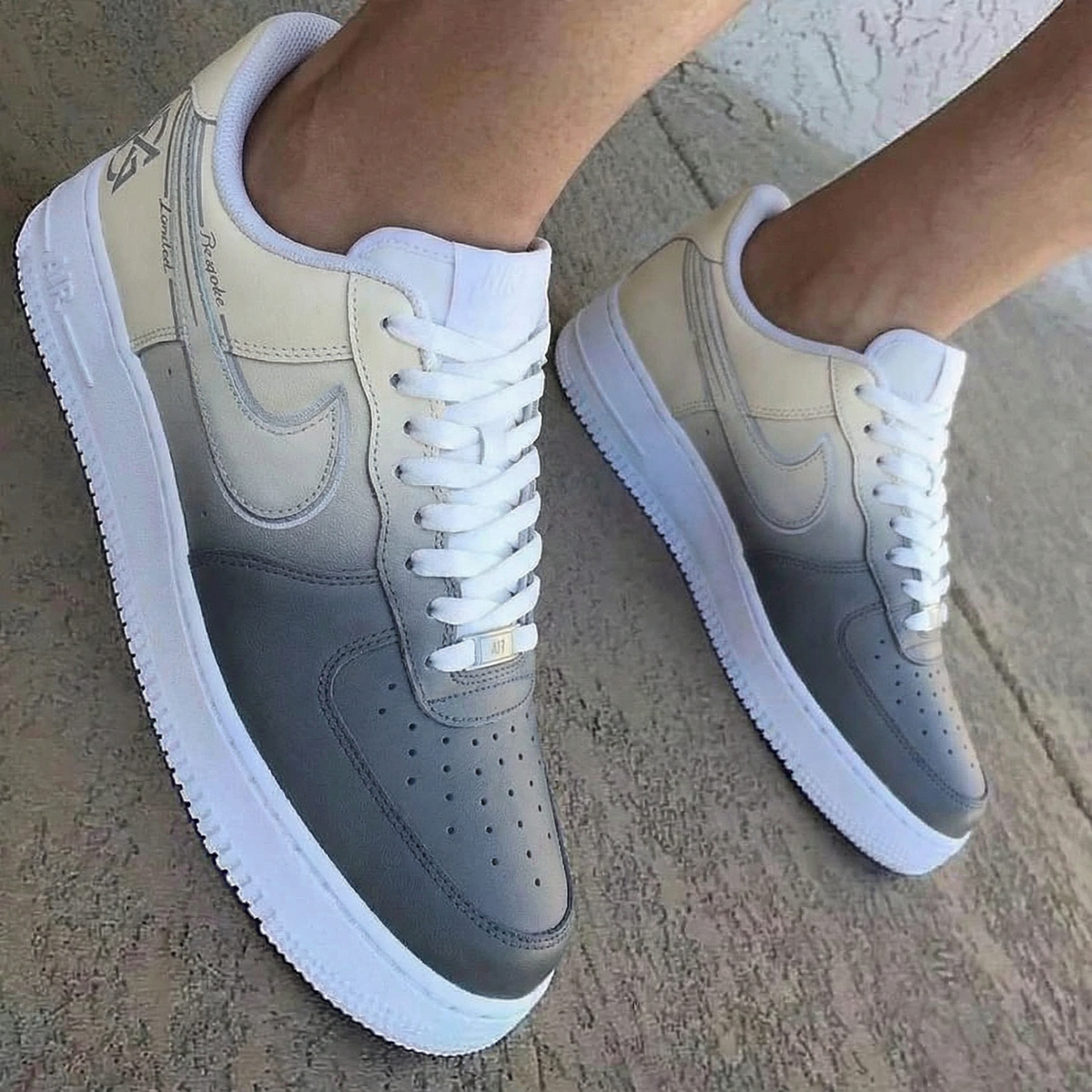 Gradient Beige Grey Custom Air Force 1