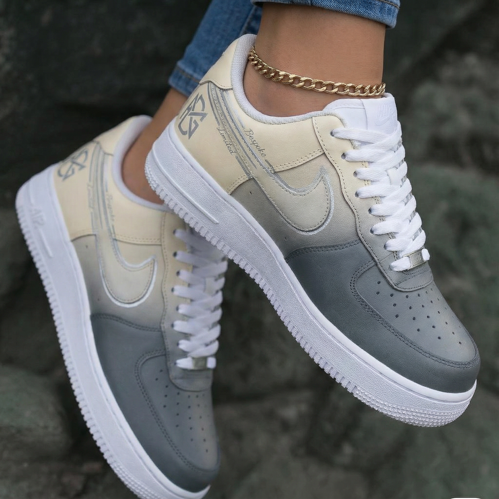 Gradient Beige Grey Custom Air Force 1