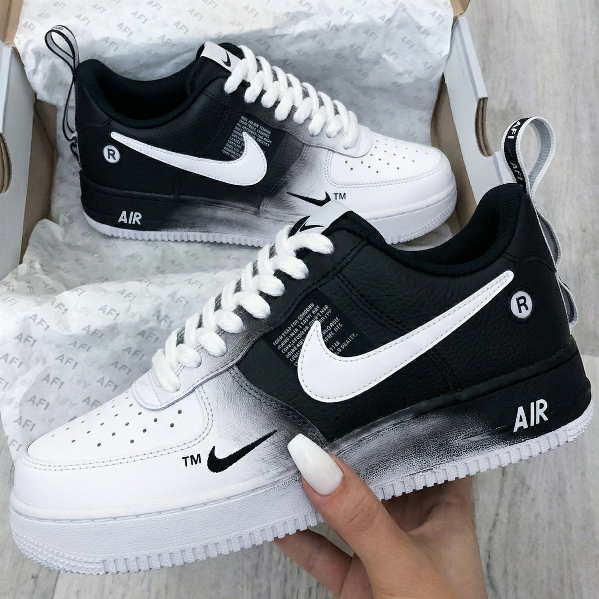 Gradient Black White Custom Air Force 1