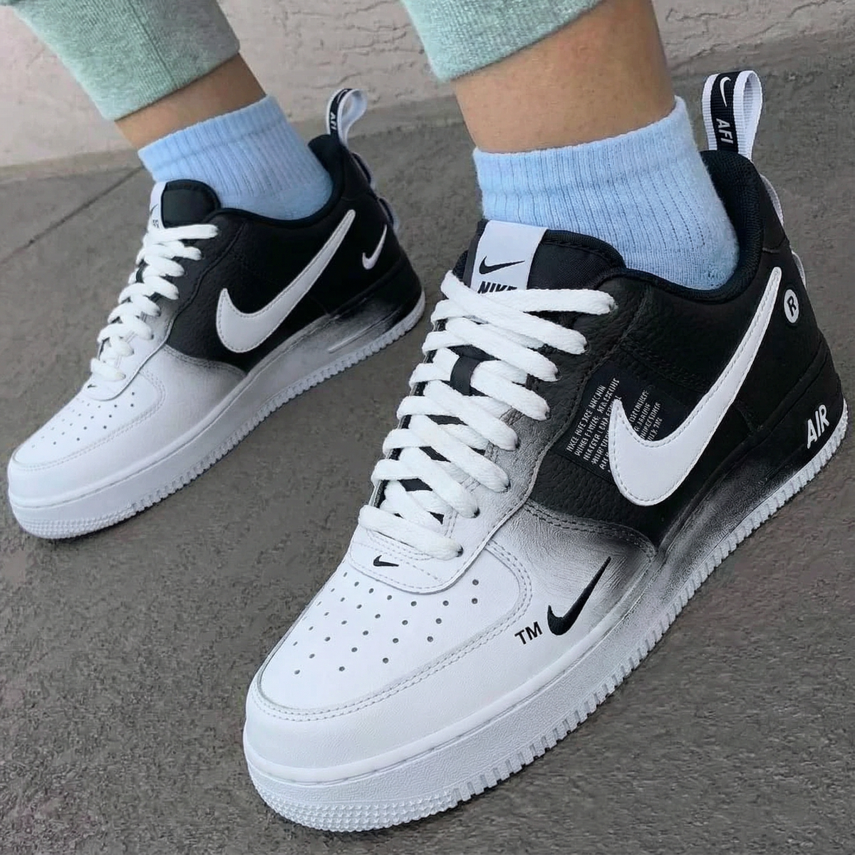 Gradient Black White Custom Air Force 1