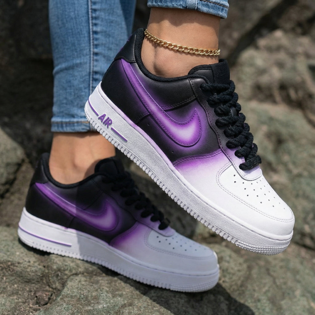 Gradient Purple Black Thick Shoelace Custom Air Force 1