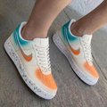 Gradient Splatter Teal Orange Custom Air Force 1