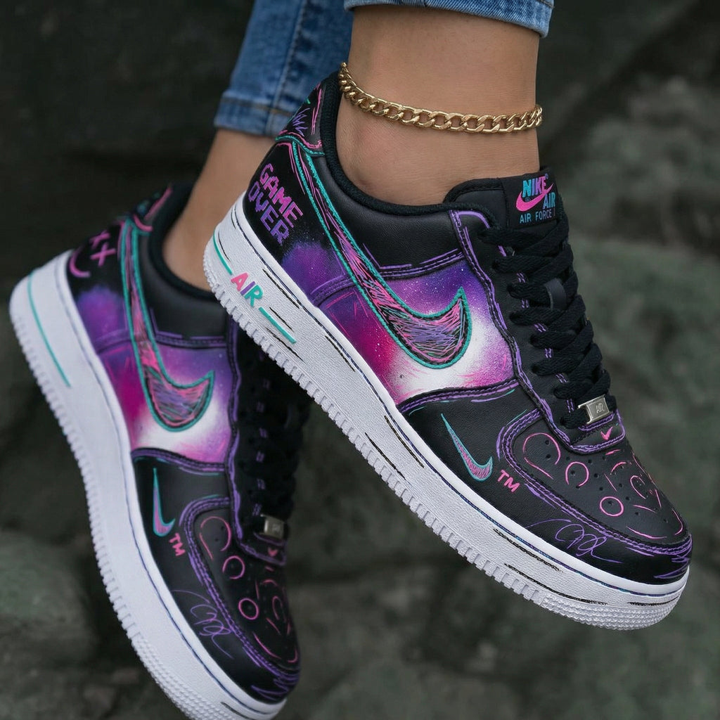 Graffiti Black Pink Teal Custom Air Force 1