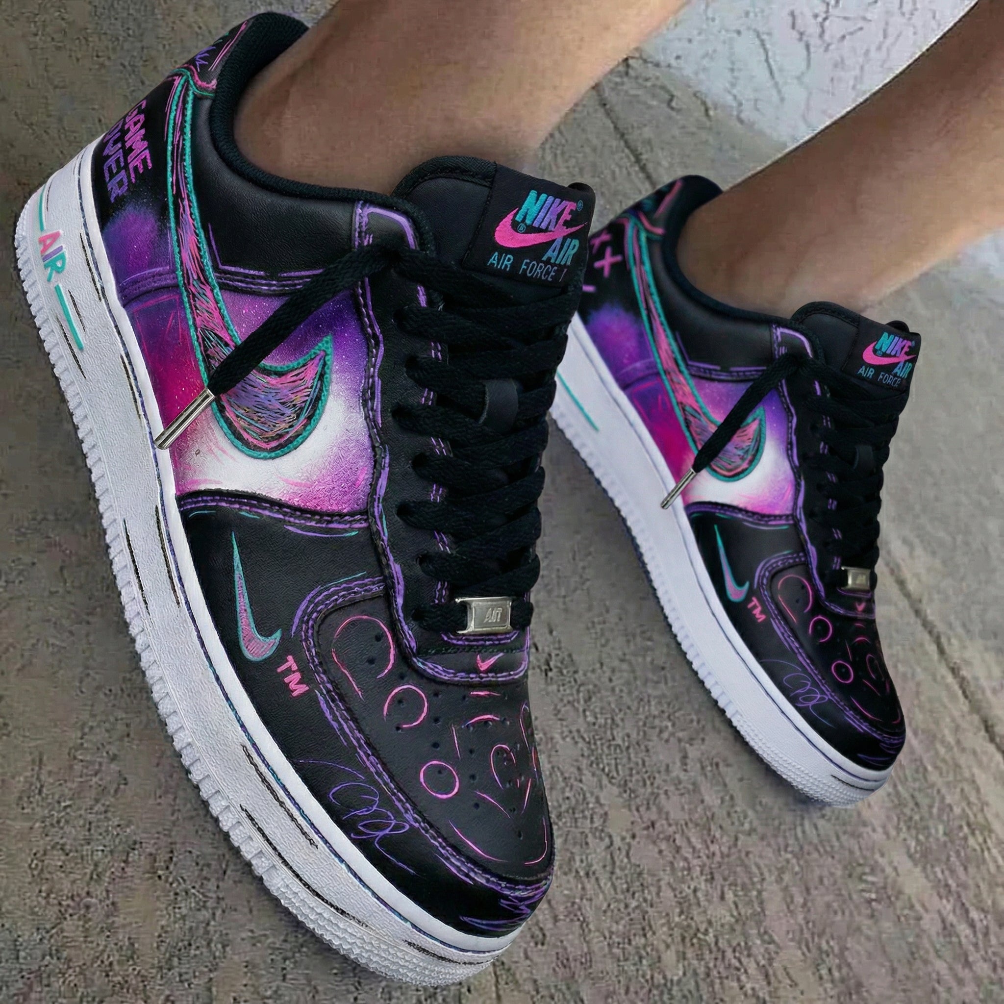 Graffiti Black Pink Teal Custom Air Force 1