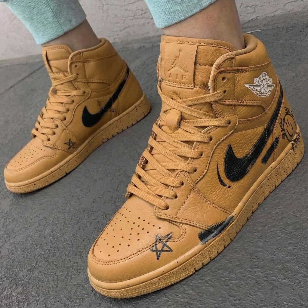 Graffiti Tan Custom Air Jordan 1