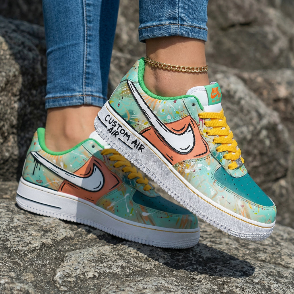 Graffiti Turquoise Orange Custom Air Force 1