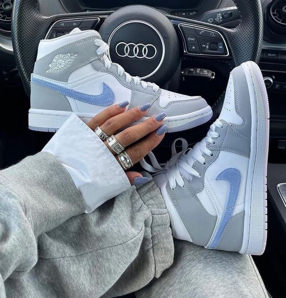 Gray Baby Blue Custom Air Jordan 1