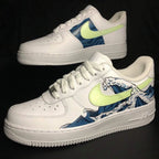 Great Wave Design Lime Blue Custom Air Force 1