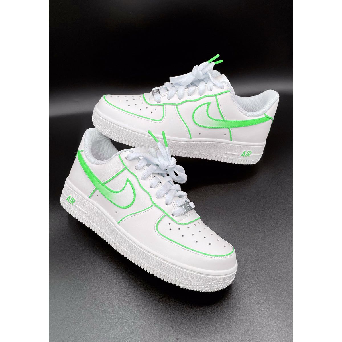 Green Outline White Custom Air Force 1