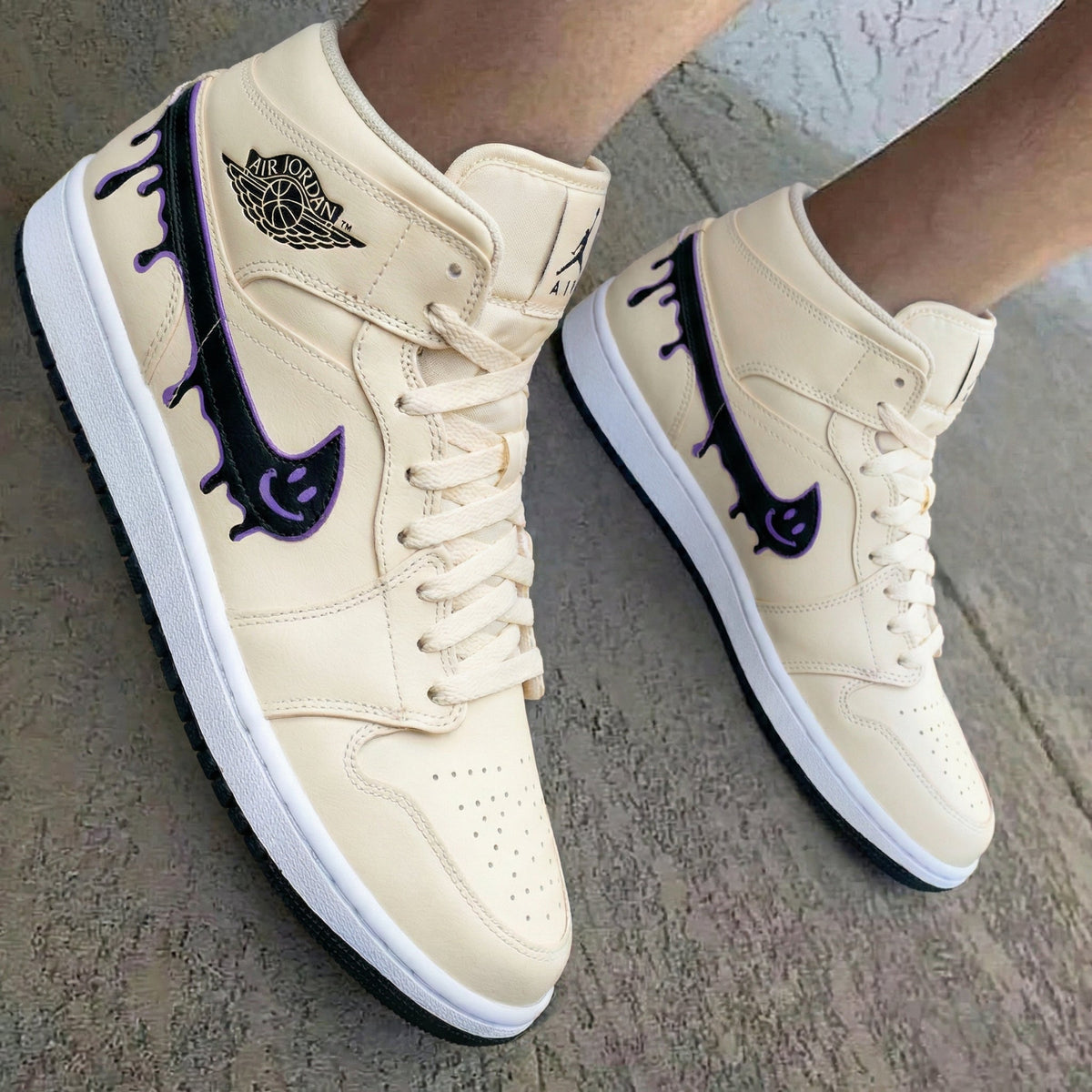 Grimace - Shaped Pattern Beige Custom Air Jordan 1