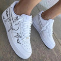 Hand Drawn Doodle White Black Custom Air Force 1