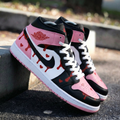 Heart Drip Pattern Baby Pink Black White Custom Air Jordan 1