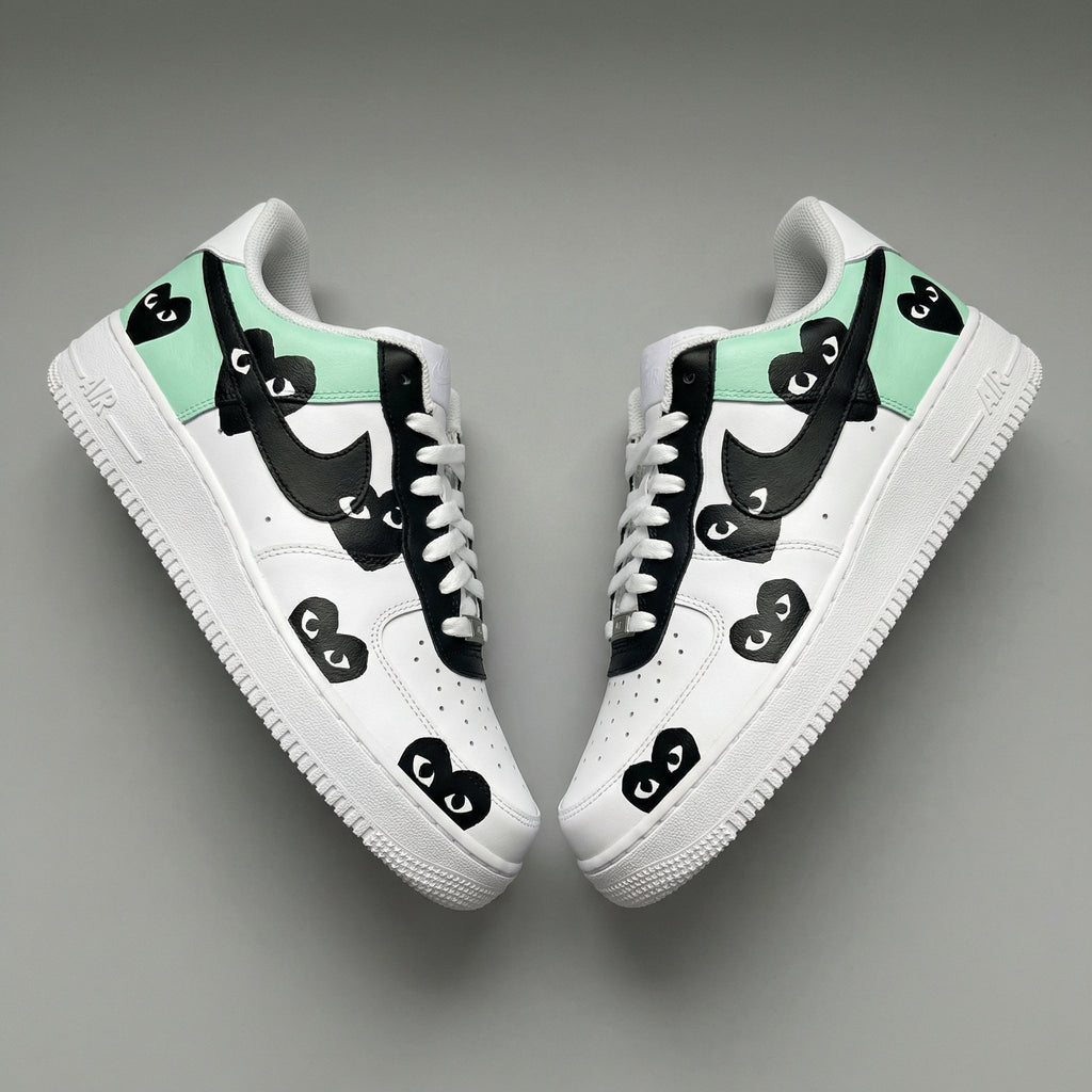 Heart - eyed Pattern Mint Black Custom Air Force 1