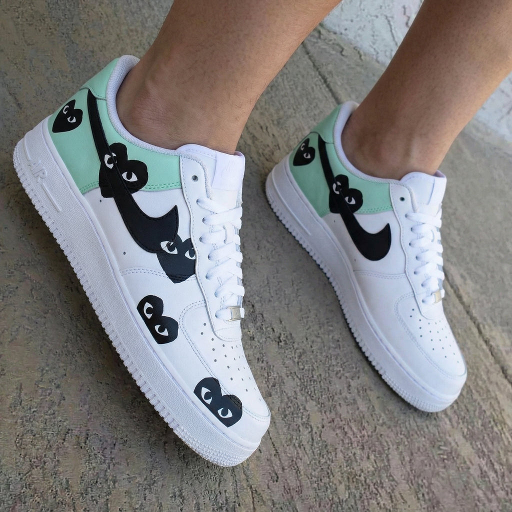 Heart - eyed Pattern Mint Black Custom Air Force 1