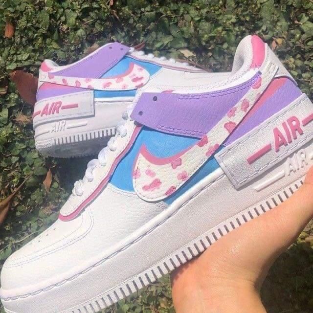 Heart Pattern Baby Pink Blue Custom Air Force 1
