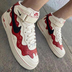 Heart Pattern Red Black Custom Air Force 1