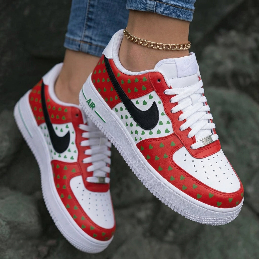 Heart Pattern Red Green Custom Air Force 1
