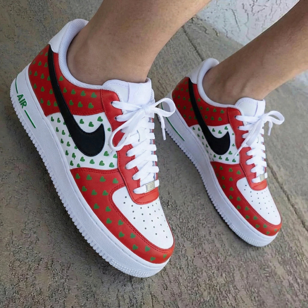 Heart Pattern Red Green Custom Air Force 1