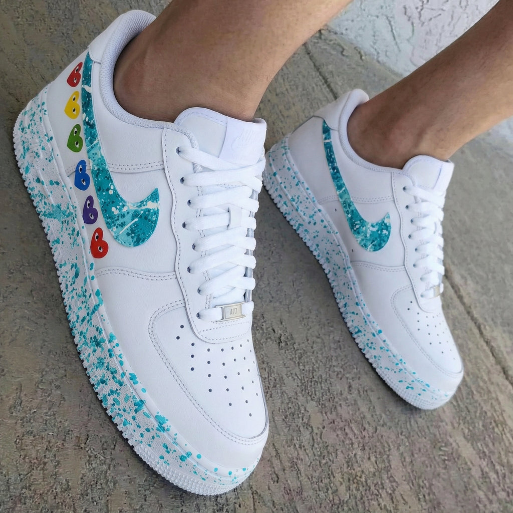 Heart Pattern Teal Custom Air Force 1