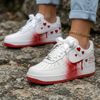 Hearts Blood Splatter White Red Custom Air Force 1