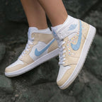 Ice Cream Drip Sprinkles Waffle Swoosh Beige Baby Blue Custom Air Jordan 1