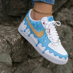 Ice Cream Drip Waffle Sprinkles Baby Blue White Custom Air Force 1