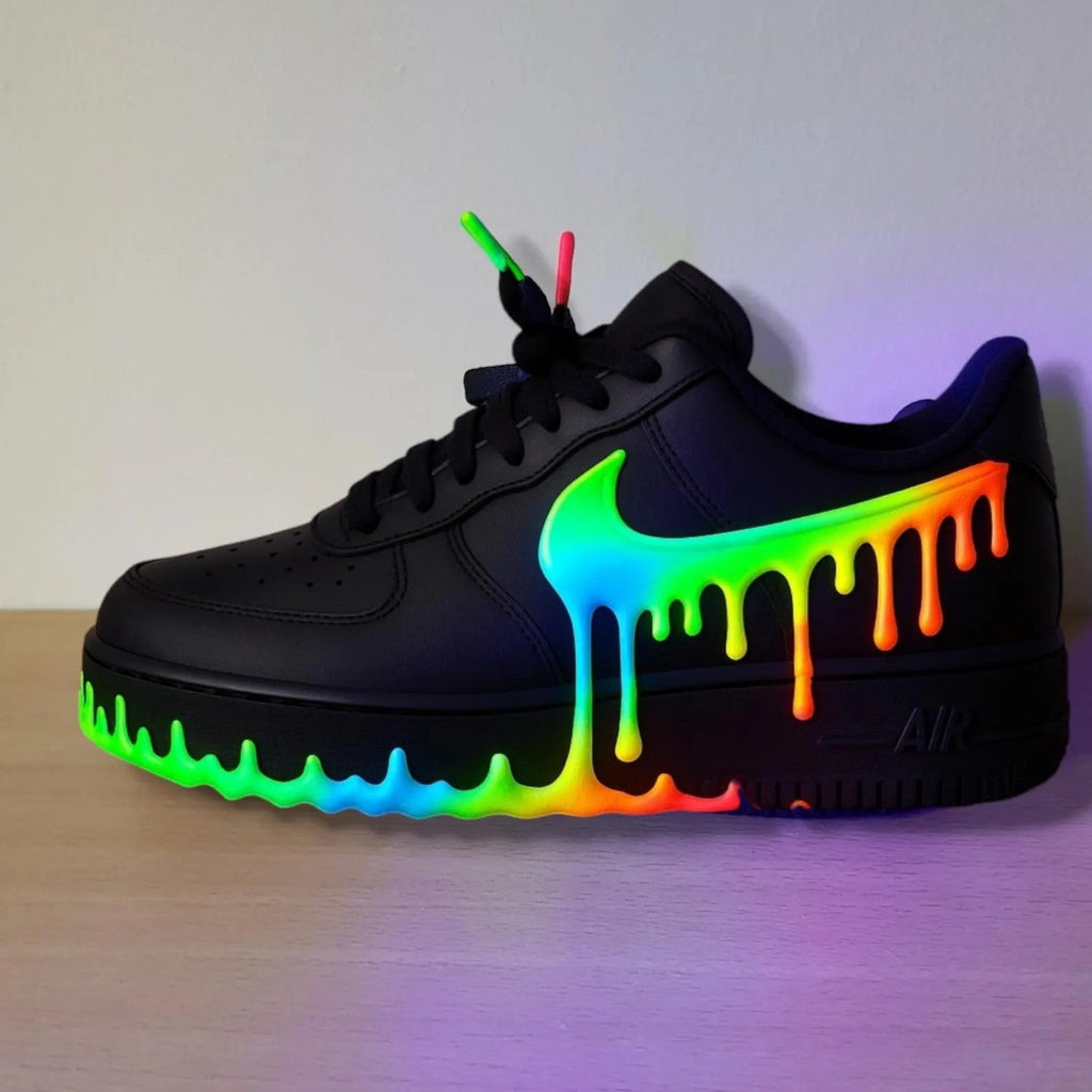 Hand-Painted 3D Drip Effect Multi-Color Optional Glow-in-the-Dark Unisex Custom Air Force 1 Street Fashion Custom Sneakers