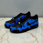 Royal Blue Black Drip Custom Air Force 1 Sneakers