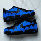 Royal Blue Black Drip Custom Air Force 1 Sneakers