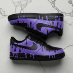 Unique Hand Painted Purple Black Drip Design Custom Air Force 1 Custom Sneakers Hip Hop Streetwear Unisex Cool Trendy Casual Sports Shoes
