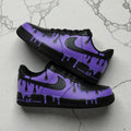 Unique Hand Painted Purple Black Drip Design Custom Air Force 1 Custom Sneakers Hip Hop Streetwear Unisex Cool Trendy Casual Sports Shoes