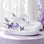 Hand Painted Purple Flower Butterfly Custom Air Force 1 Weeding Sneakers