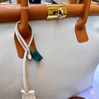 Custom Air Force 1 Custom Sneakers Matching Off-white Tan Italian Genuine Leather Tote Bag Gold Hardware Detachable Shoulder Strap Luxury Women's Top Handle Crossbody Handbag