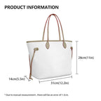 Vintage Betty Boop Printed Women's Large Capacity Leather Tote Bag With Internal Zip Pocket Delicate Stitching Metal Buckle, Fashion Casual Daily Shoulder Handbag Perfect to Match Custom Air Force 1 Custom Sneakers