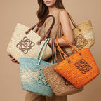 Large Capacity Hand-Woven Raffia Straw Tote Bag Multi-color Optional Summer Holiday Beach Shoulder Top-handle Bag Customizable Patterns Matching Custom Air Force 1 Custom Sneakers