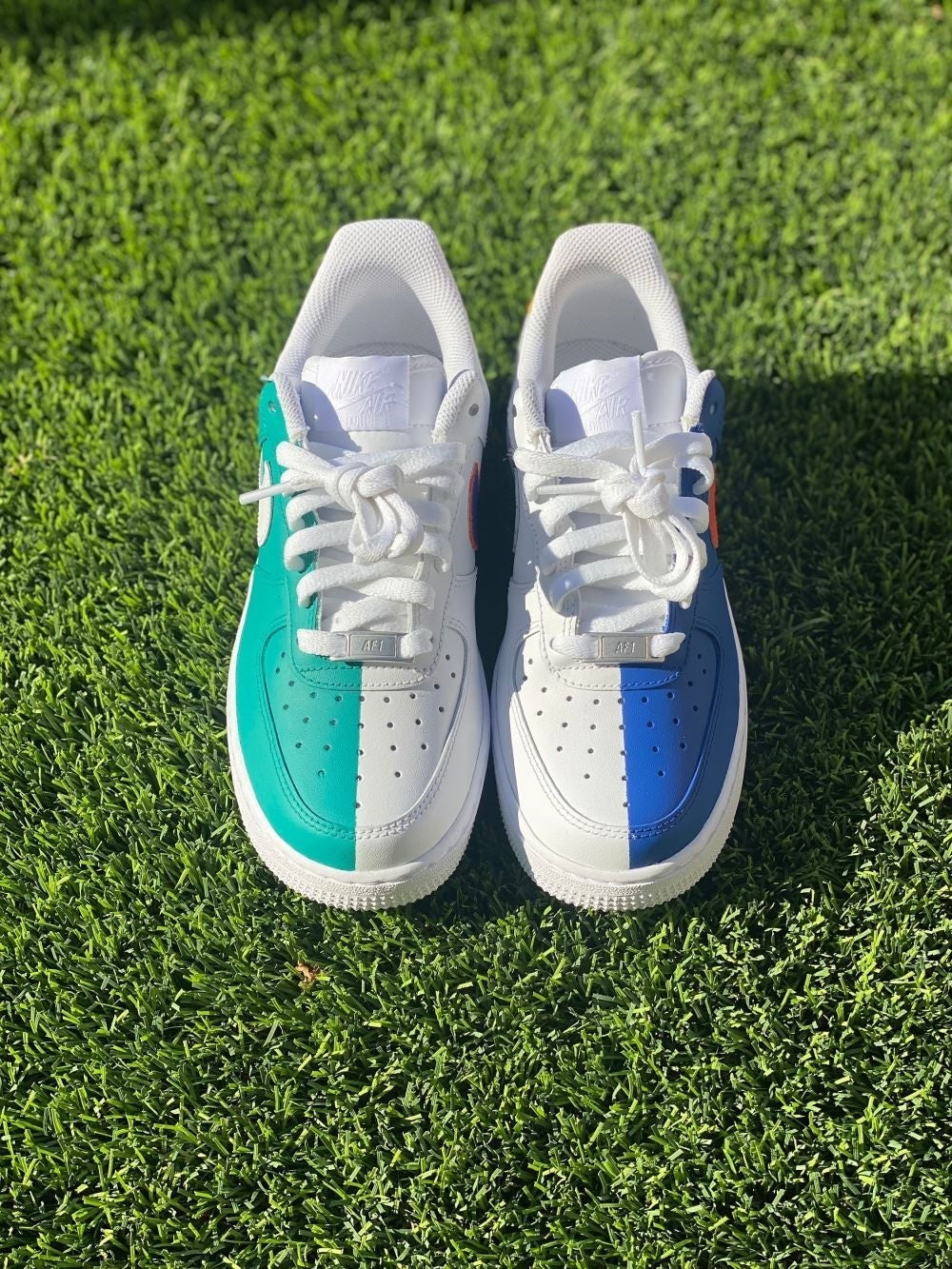 Green Blue Couple ShoesCustom Air Force 1