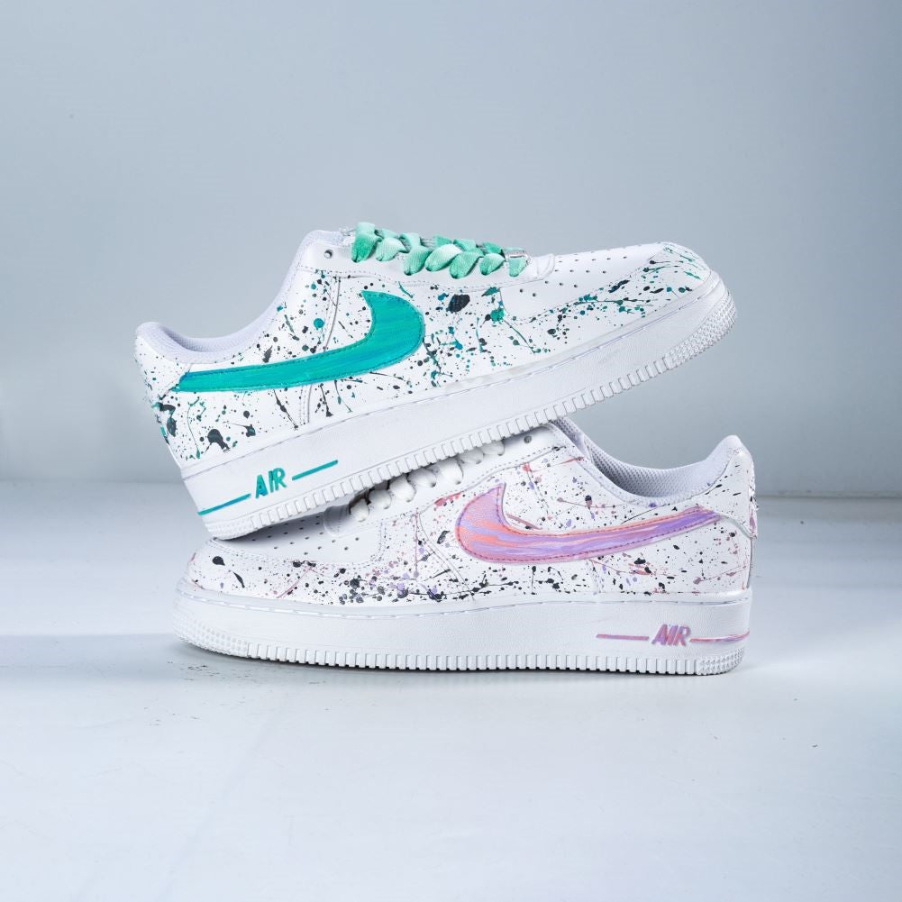 Pink Green Splash Custom Air Force 1